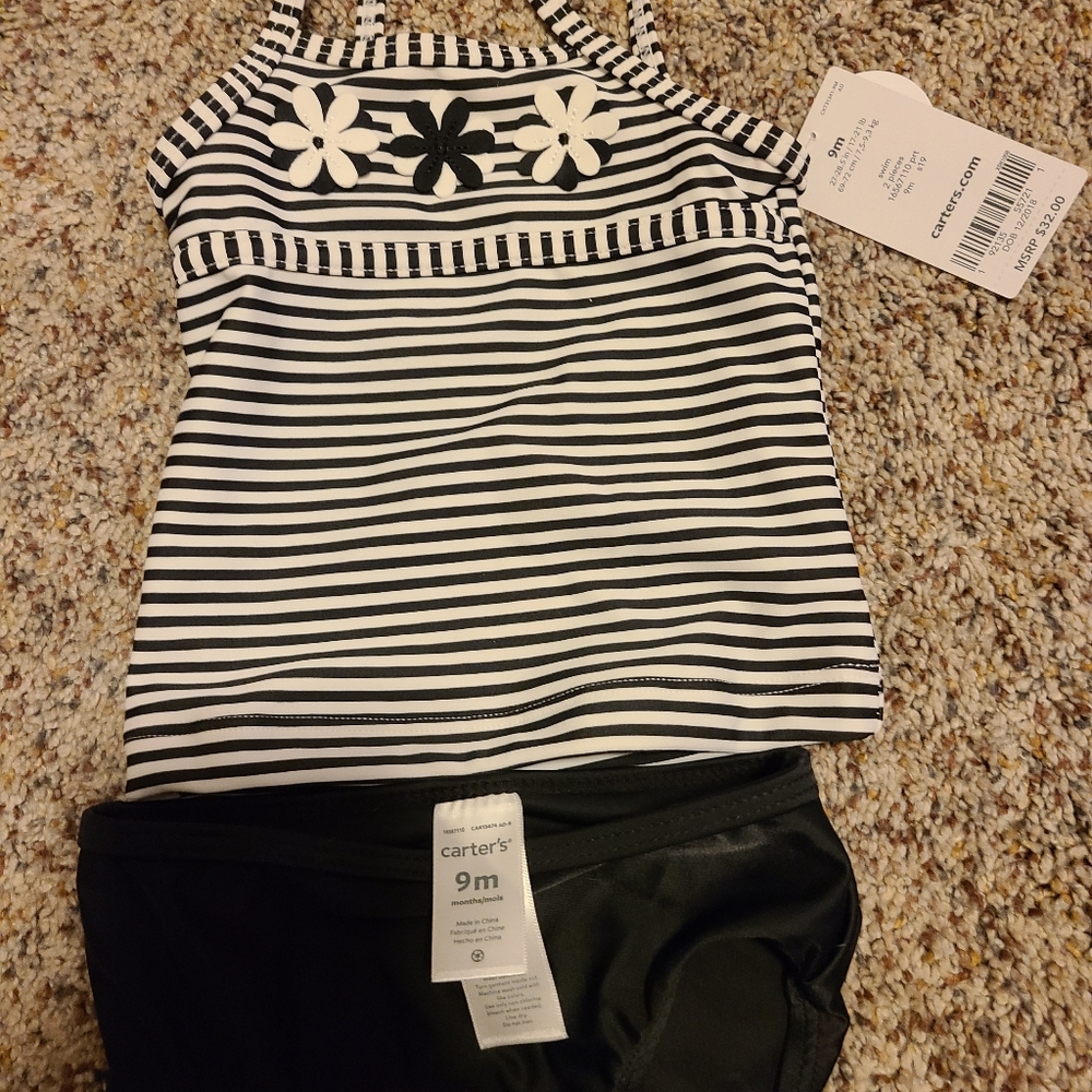 9 month black and white baby girl swimsuit
